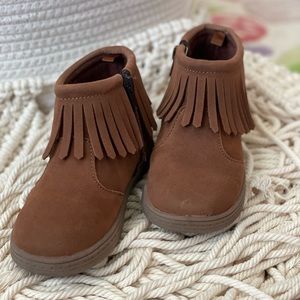 Carter’s Brown Ankle Moccasin Boots with Fringe, Toddler Size 9